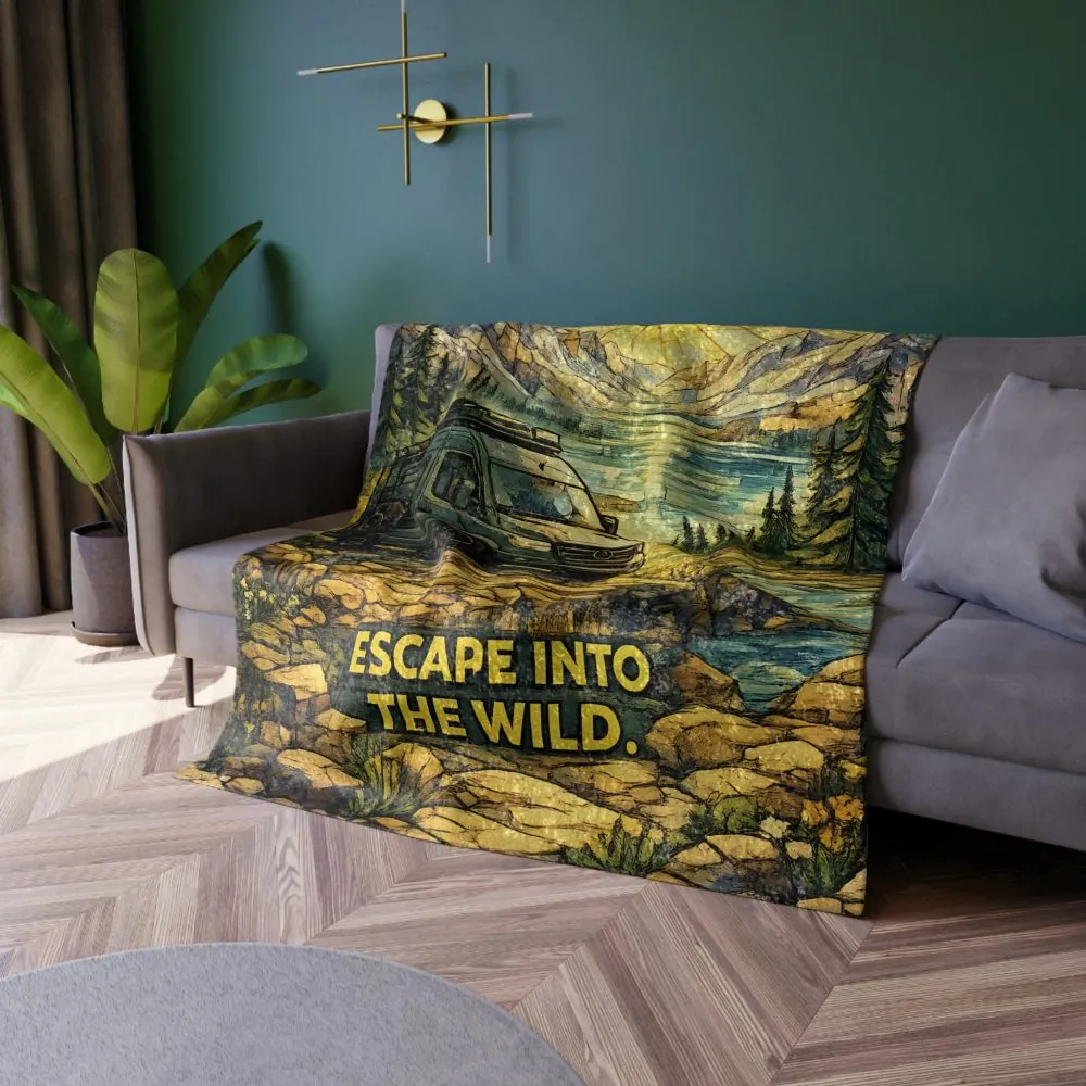 9832373876545637982_2048.jpeg Crushed Velvet Blanket —"Escape Into The Wild" Design Cubic-Line(Campervan)