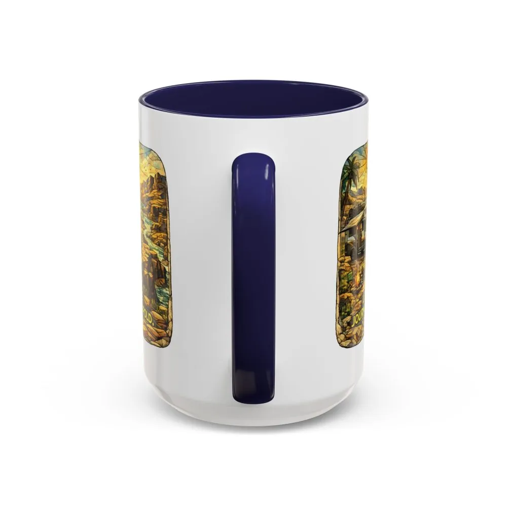 Accent Coffee Mug (11, 15oz) — "Let The Journey Unfold" Design Cubic-Line
