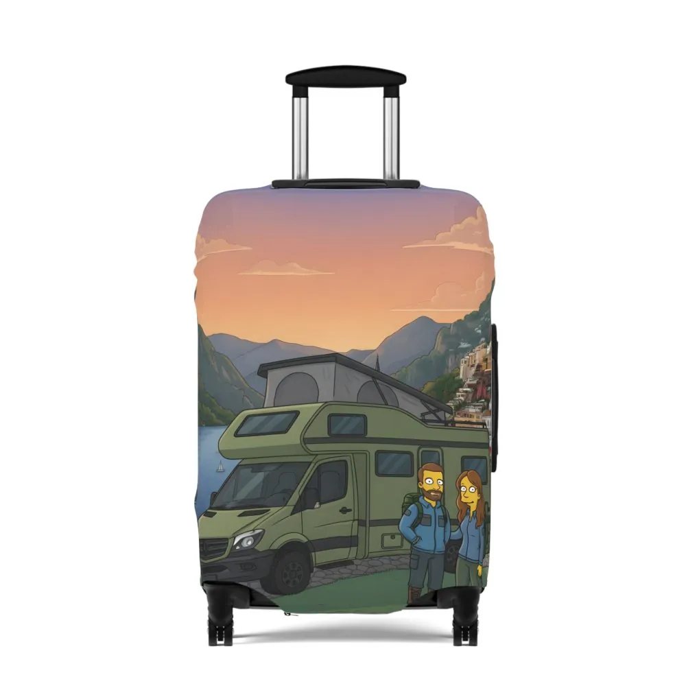 Luggage Cover — Adventure Camper Sketch Travel Suitcase(Design Sitcom-Line)