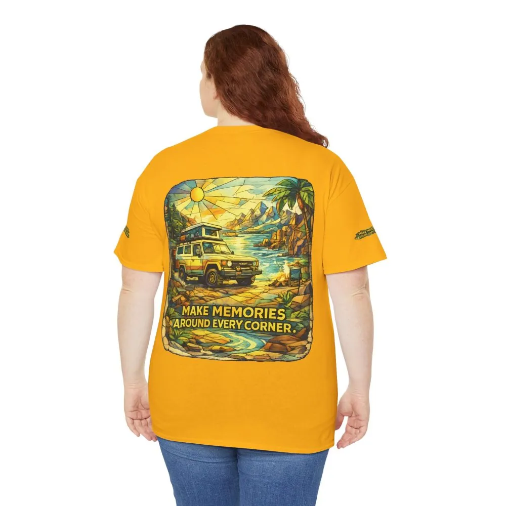 9859458230758647707_2048.jpeg Unisex Heavy Cotton Tee — "Make Memories Around Every Corner" Design Cubic-Line