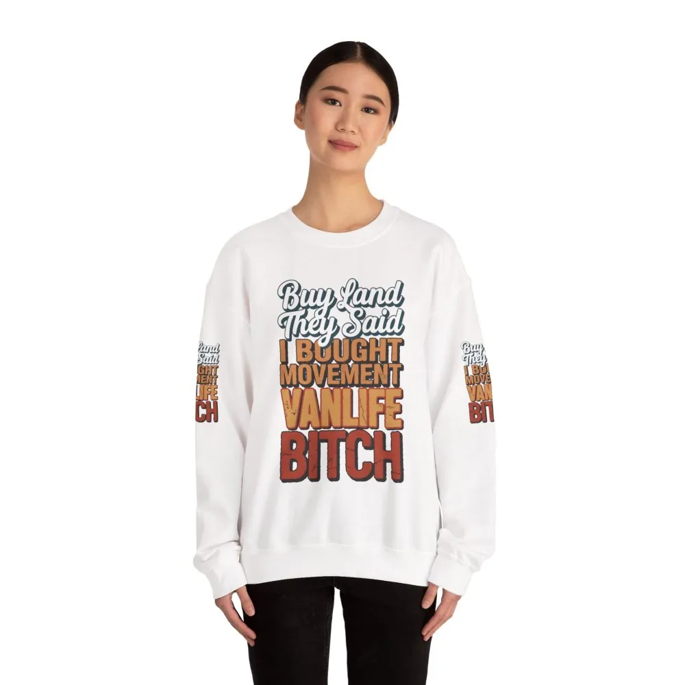 9864372568723226802_2048.jpeg Unisex Heavy Blend™ Crewneck Sweatshirt — "Buy Land They Said" Design F**K-Line