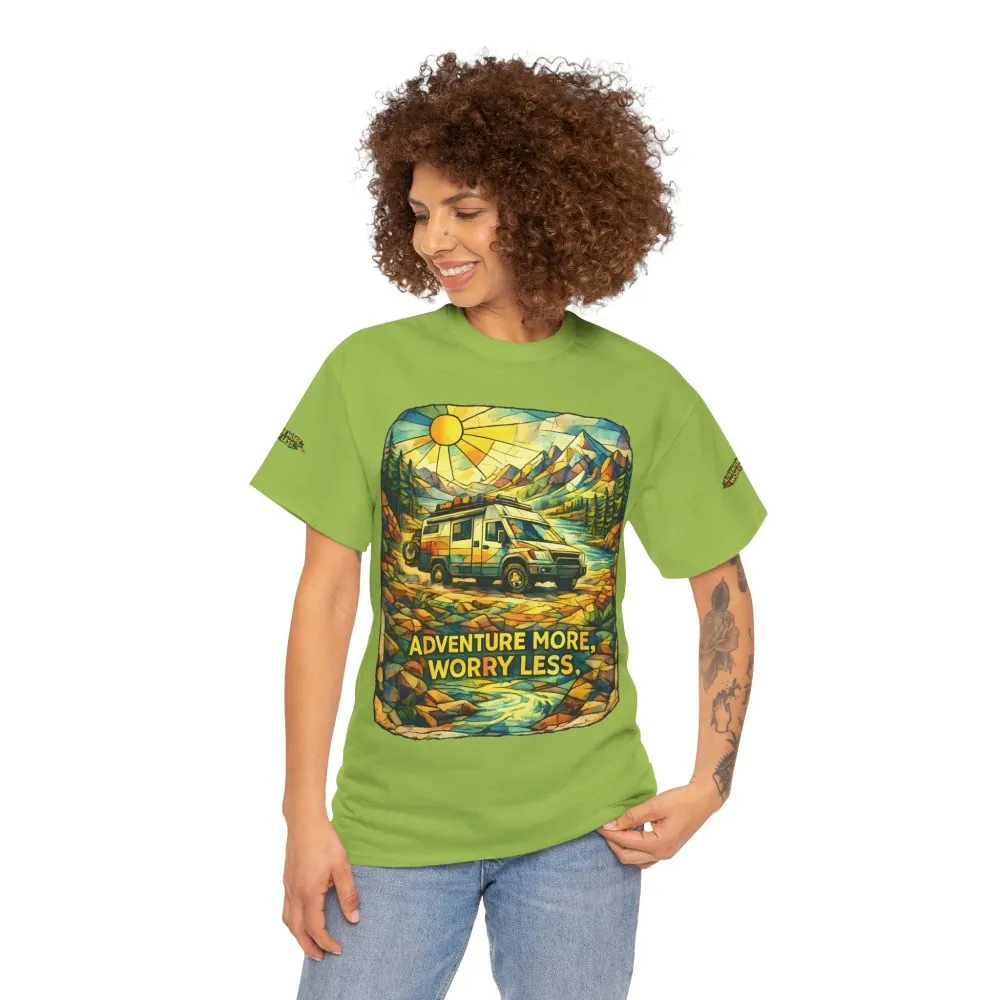 9870974561080309719_2048.jpeg Unisex Heavy Cotton Tee — "Adventure More Worry Less" Design Cubic-Line