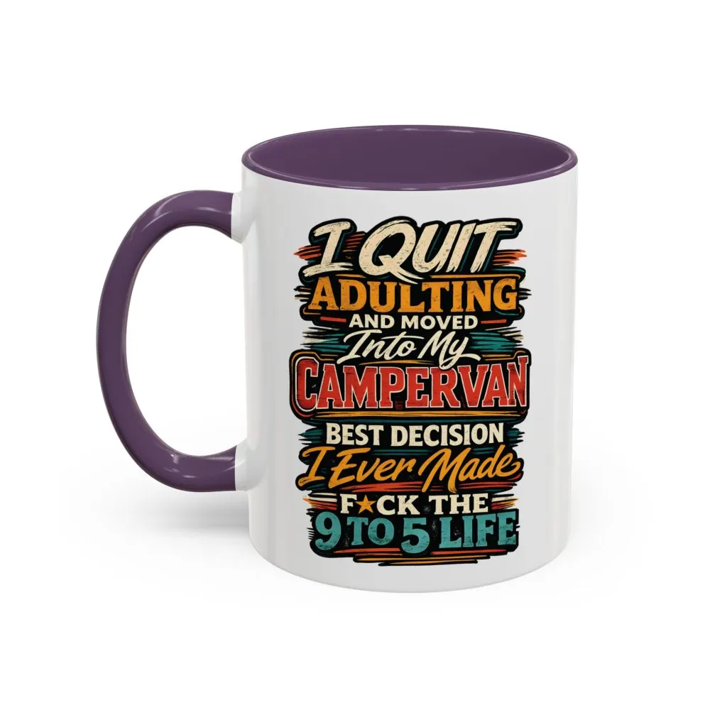 Accent Coffee Mug (11, 15oz) — "I Quit Adulting" Design F**K-Line