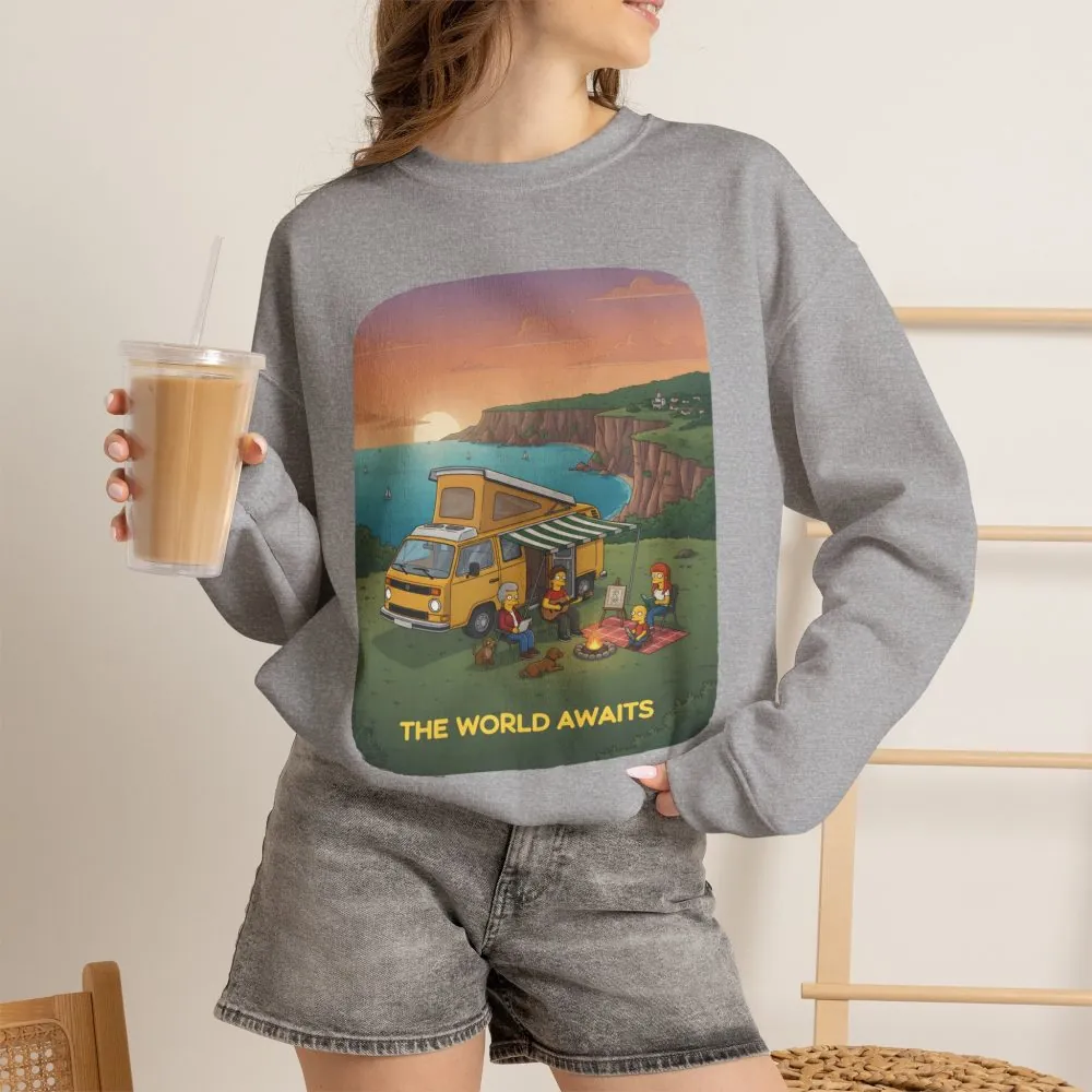 9876096154558937251_2048.jpeg Unisex Heavy Blend™ Crewneck Sweatshirt — "The World Awaits" Design Sitcom-Line
