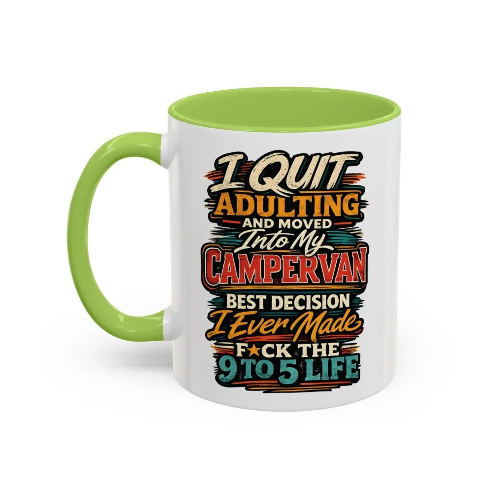 Accent Coffee Mug (11, 15oz) — "I Quit Adulting" Design F**K-Line