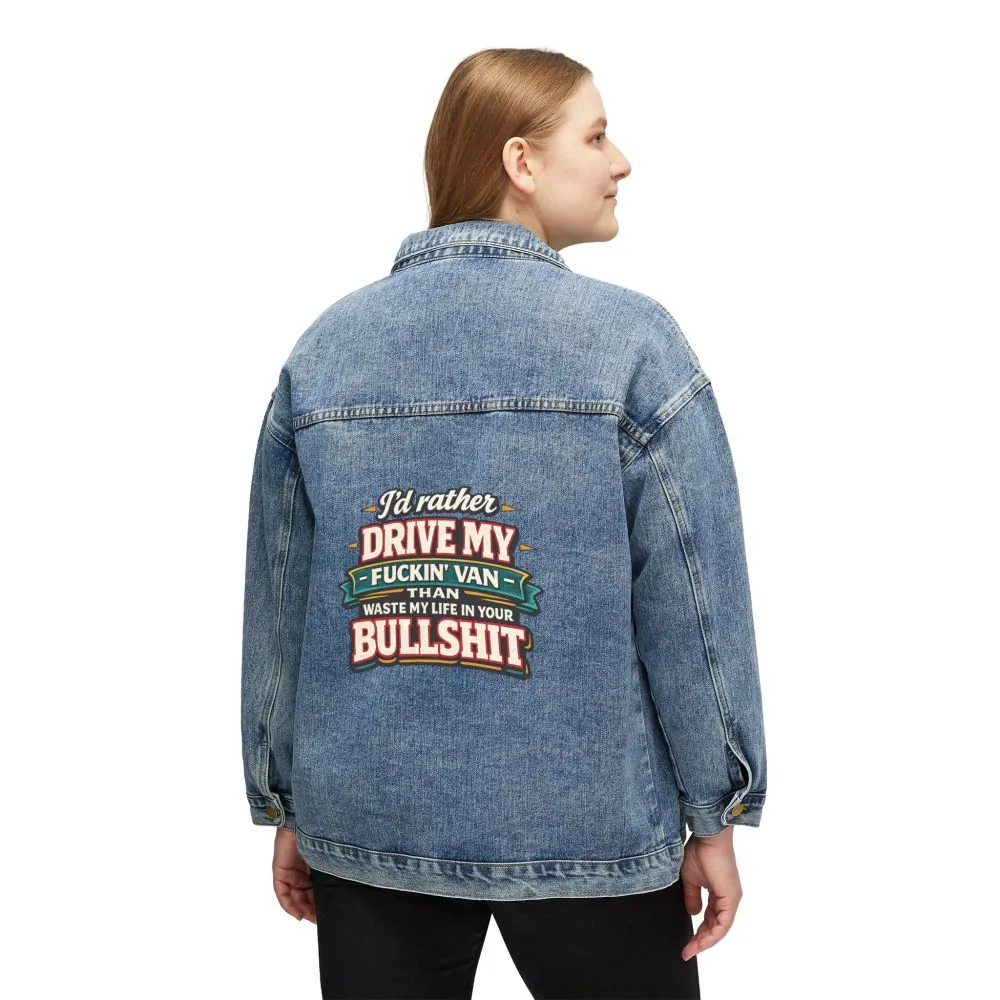 9883033177487735808_2048.jpeg Women's Denim Jacket — "I´d Rather Drive My Fucking Van" Design F**K-Line