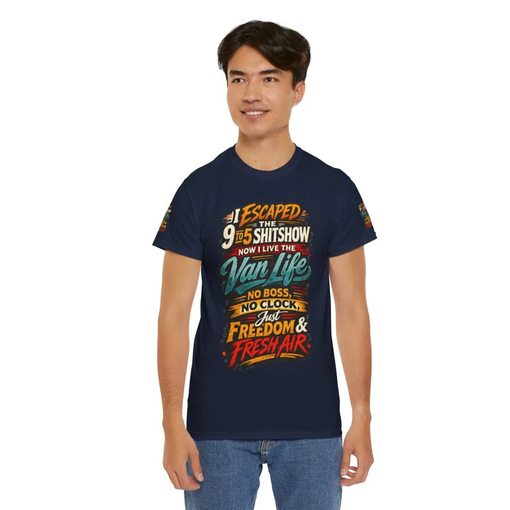 Unisex Heavy Cotton Tee — "I Escaped The 9 To 5" Design F**K-Line