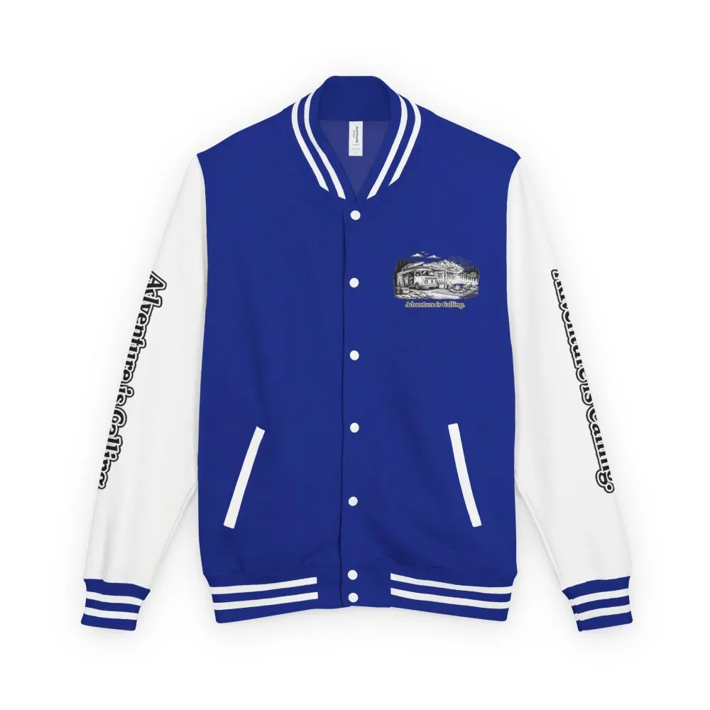9914062176315414320_2048.jpeg Unisex Heavyweight Letterman Jacket — "Adventure Is Calling" Travel Varsity Coat