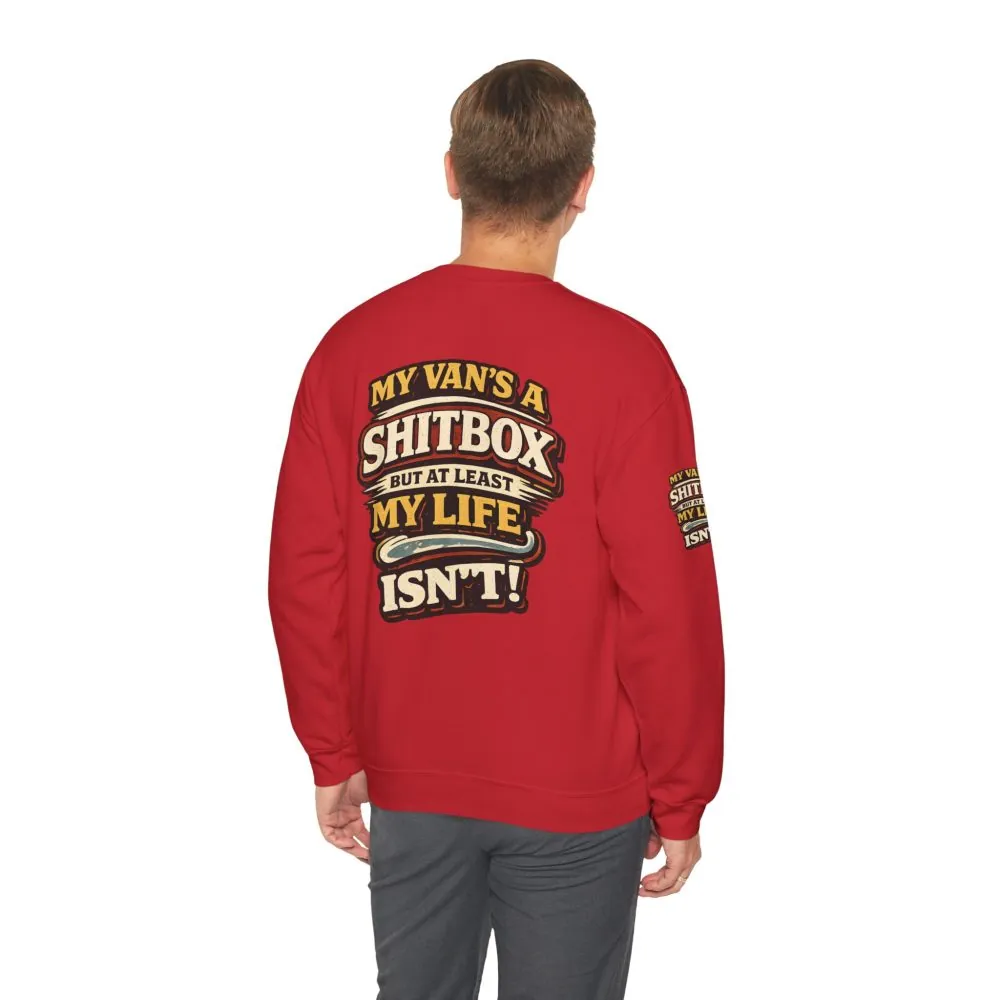 Unisex Heavy Blend™ Crewneck Sweatshirt — "My Van`s A Shitbox" Design F**K-Line