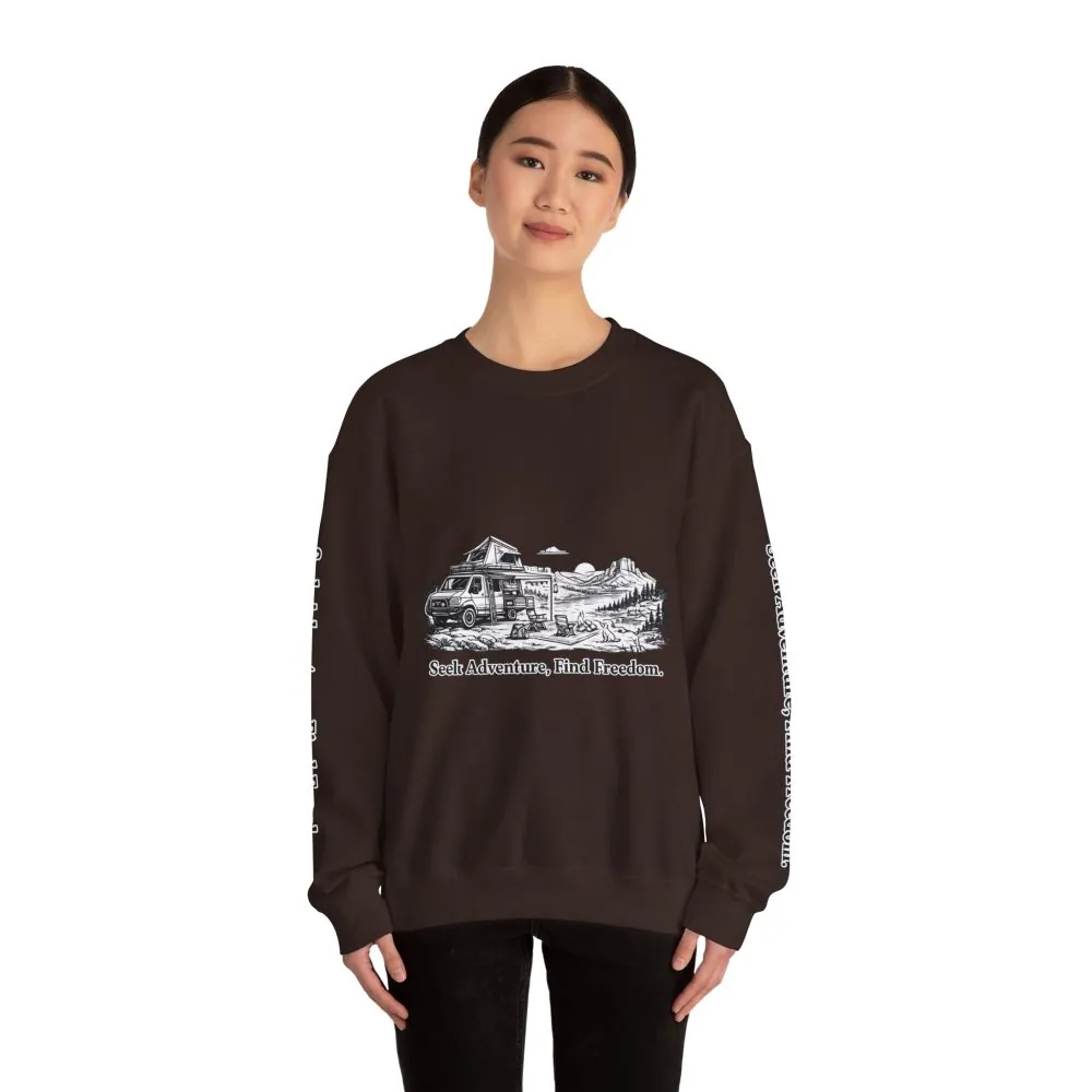 9952058184812927612_2048.jpeg Unisex Heavy Blend™ Crewneck Sweatshirt — "Seek Adventure, Find Freedom" Design Minimal-Line