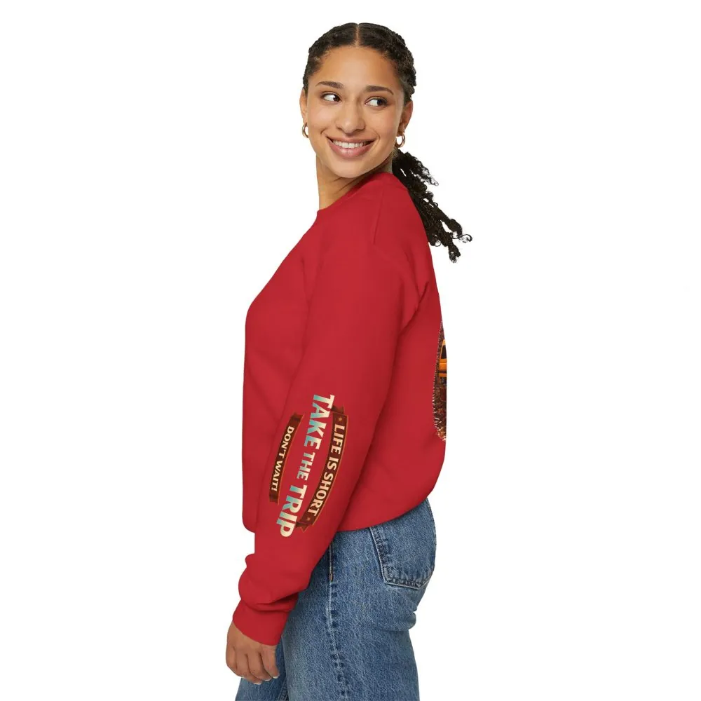 9968437878176588817_2048.jpeg Unisex Heavy Blend™ Crewneck Sweatshirt — "Live Is Short Take The Trip" Design Scenic-Line