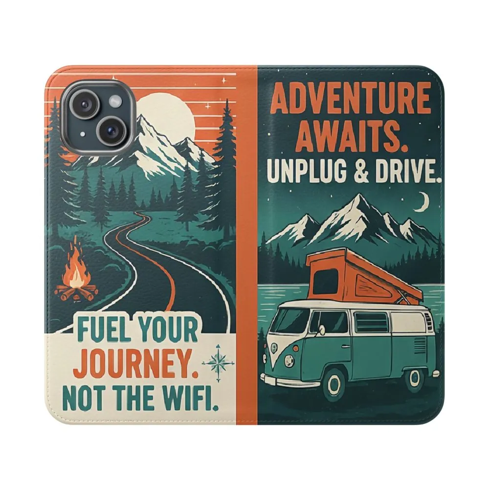 Flip Phone Case — "Adventure Awaits, Fuel Your Journey, Not the WiFi" Wallet Cover