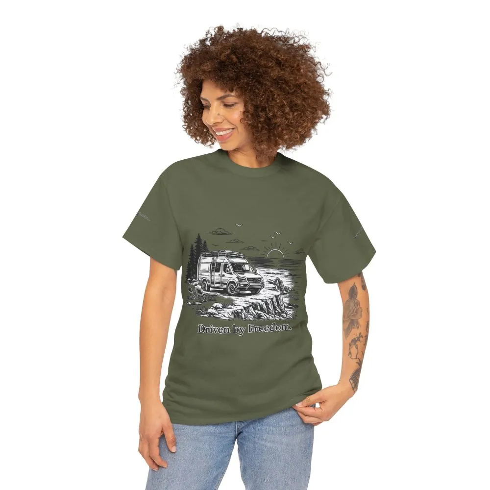 9992871388706738921_2048.jpeg Unisex Heavy Cotton Tee — ""Driven By Freedom" Design Minimal-Line